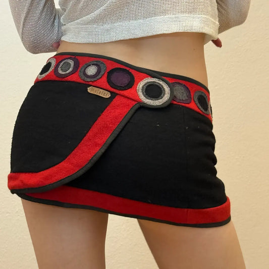 Moshiki Y2K Mini Skirt – Retro Boho Style with front Pocket (S/M)