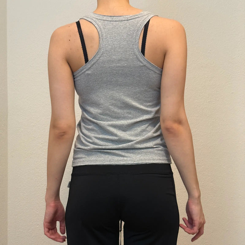 Y2K Graphic Tank Top – Grey Sleeveless “Miss Move” Print Tee (S)