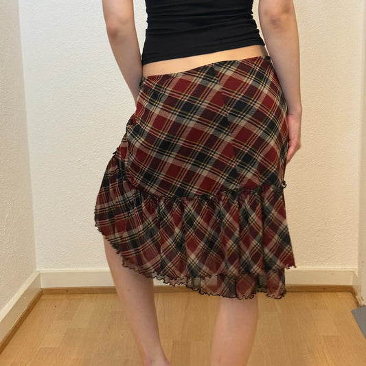 Vintage Plaid Layered Skirt (S)