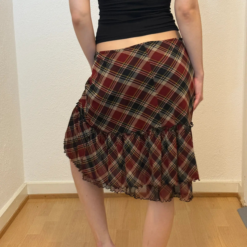 Vintage Plaid Layered Skirt (S)
