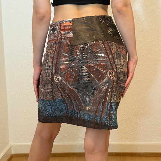 Save the Queen Brown Velvet Embroidered Skirt (S)