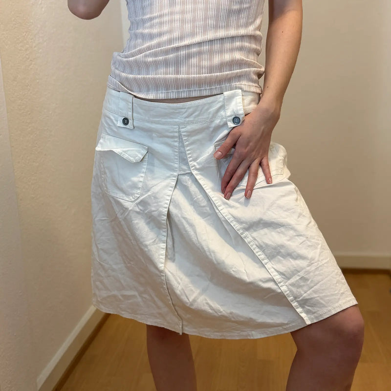 White Utility Pocket Skirt – 2000s Streetwear (M)