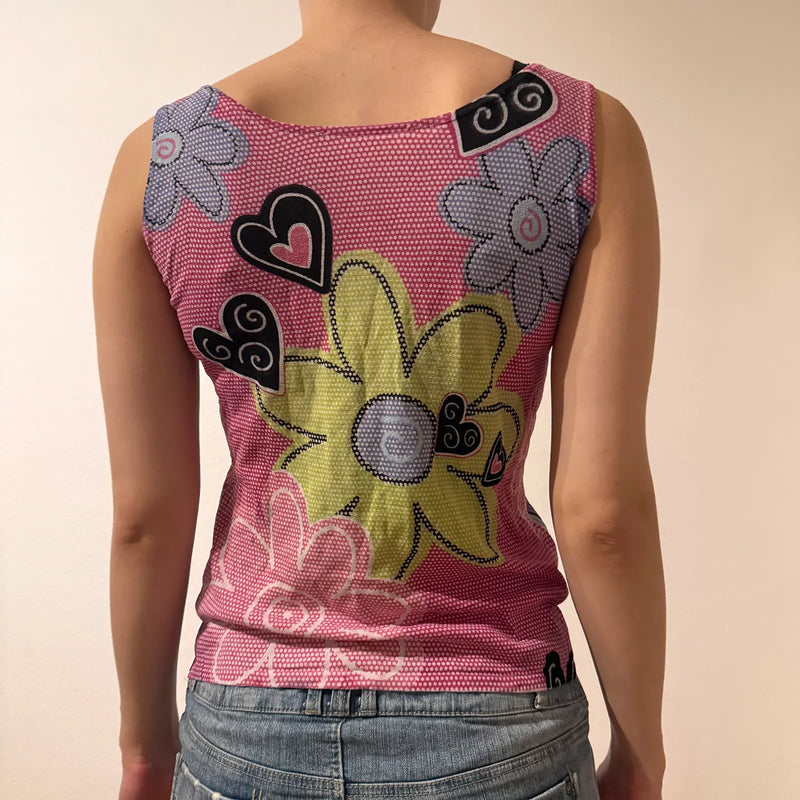 Y2K Colorful Quality Sequin Mesh Tank Top - Early 2000s Vibe (S)