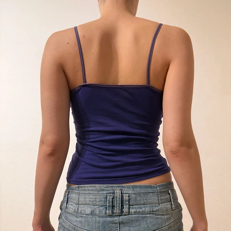 Purple Cartoon Print Cami Top – Vintage Y2K Cute Baby Tee Style (S)