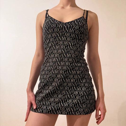 Morgan de Toi Monogram Mini Dress – Vintage Y2K Logo Print (S)