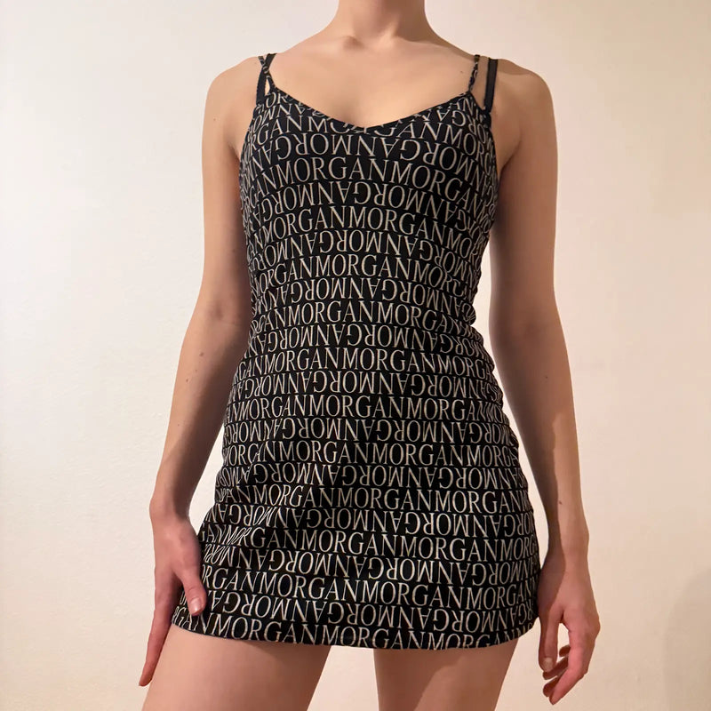 Morgan de Toi Monogram Mini Dress – Vintage Y2K Logo Print (S)