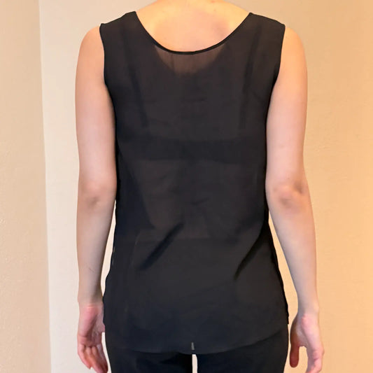 Sheer Black Minimalist Tank Top – Y2K Layering Piece (S)
