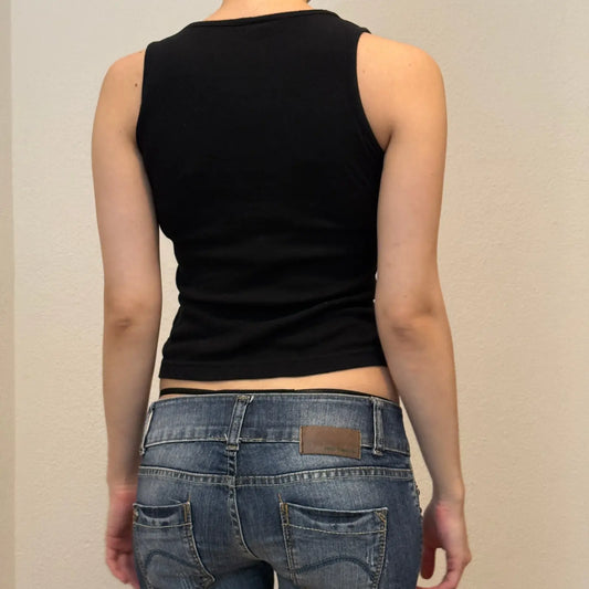 Y2K Graphic Tank – Black “Paradise Club LA Lovers” 2005 Top (XS)