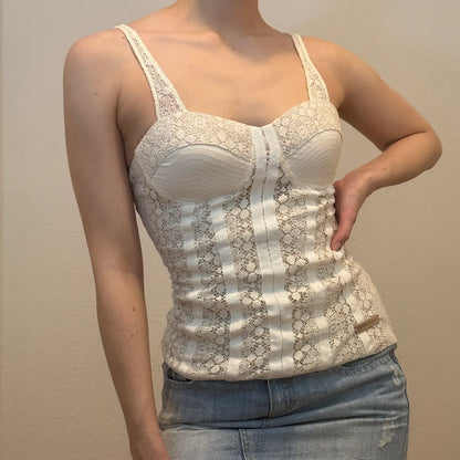 Guess Lace Bustier Cami – Vintage 2000s Lingerie-Inspired Top (S/M)