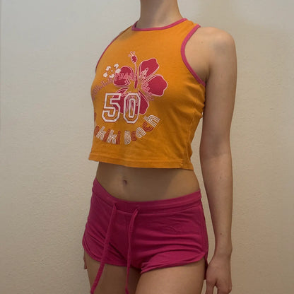 Orange Crop Tank –  Y2K FUNKIKI Beach Graphic Top (S)