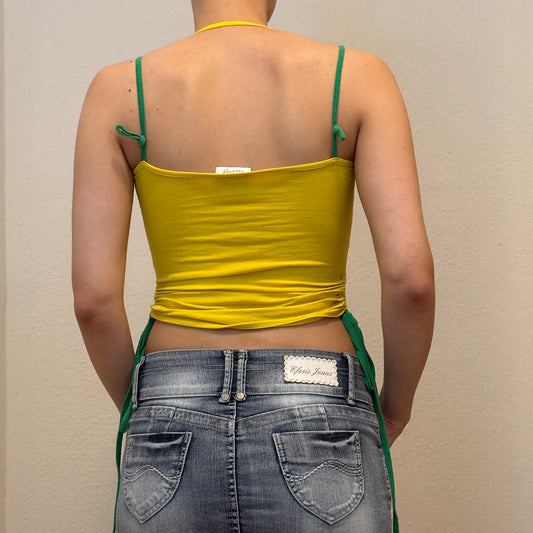Brasil Halter Top – Yellow Green Tie Back Y2K Tank (S)