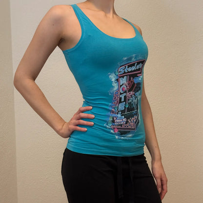 Steele’s Motel Turquoise Tank Top – Vintage Y2K Graphic Print (S)