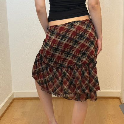 Vintage Plaid Layered Skirt (S)