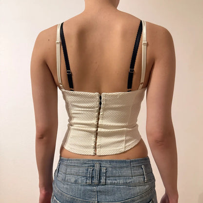 White Satin Ribbon Corset Detail Camisole Y2K (S)