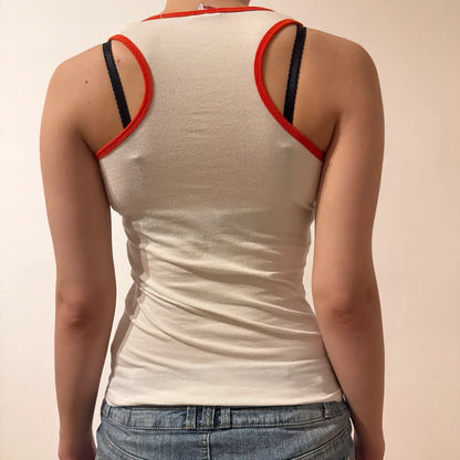 Y2K  Pucca Cartoon Graphic Tank Top with Red Trim Vintage (S)