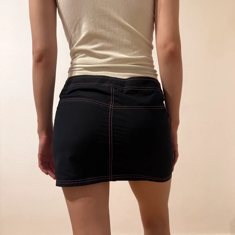 Vintage Black Pinstripe Mini Skirt – High Waist Office Y2K (S)