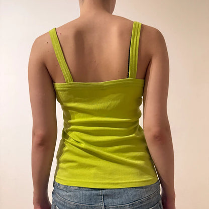 Lime Green Cami Top – Vintage Y2K Minimalist Basic (S)