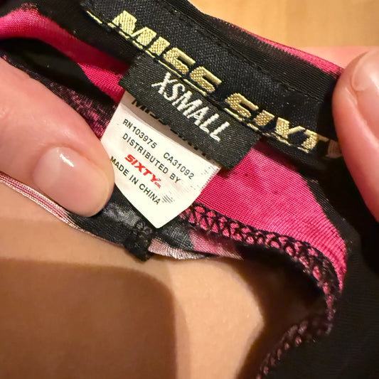 Miss Sixty Pink & Black Halter Mini Dress – Vintage Y2K Clubwear (XS/S)