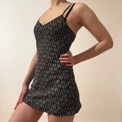 Morgan de Toi Monogram Mini Dress – Vintage Y2K Logo Print (S)