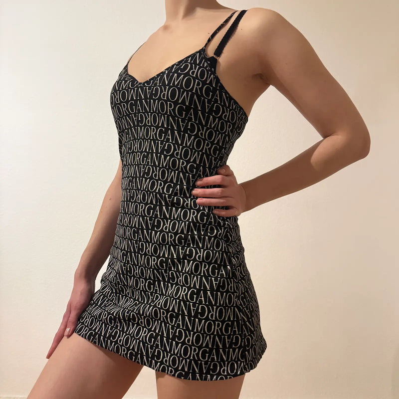 Morgan de Toi Monogram Mini Dress – Vintage Y2K Logo Print (S)