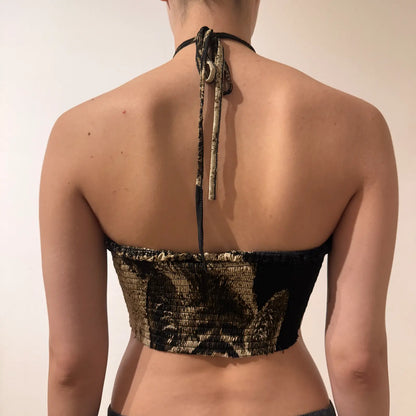 Tie-Dye Smocked Tube Top – Vintage Y2K Boho Festival Style (S)