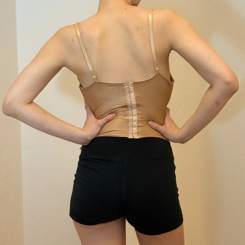 Y2K Gold Satin Corset Top – Minimal Sequin Bustier Style (M/L)