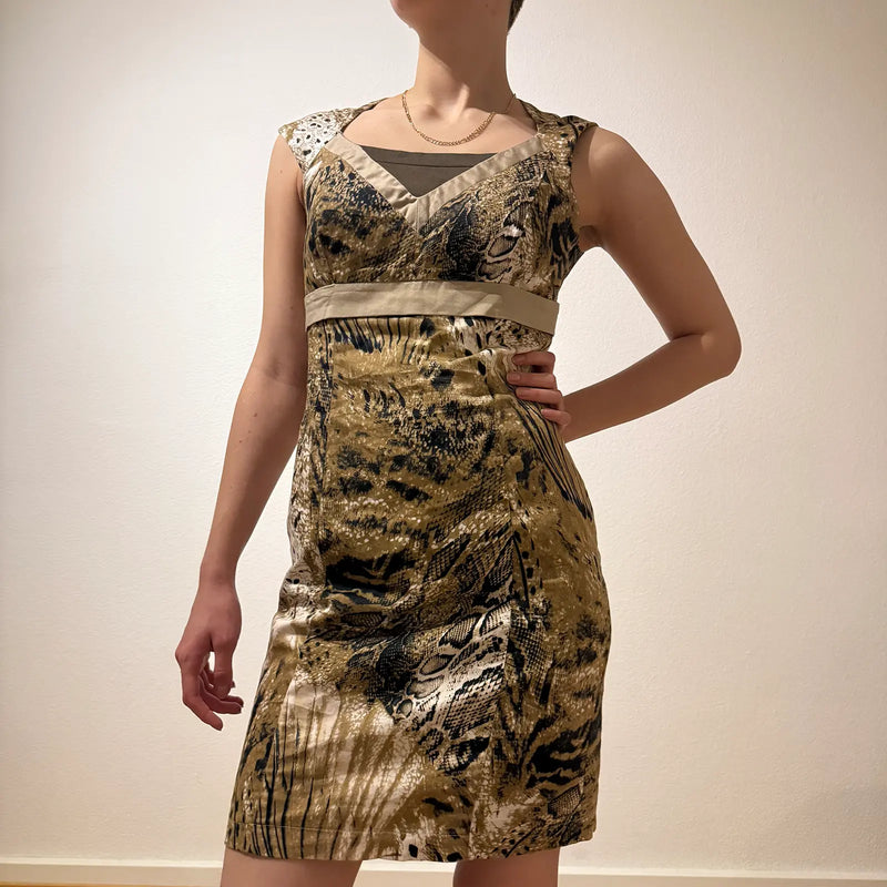 Animal Print Mini Dress – Vintage Y2K Glam Style (S)